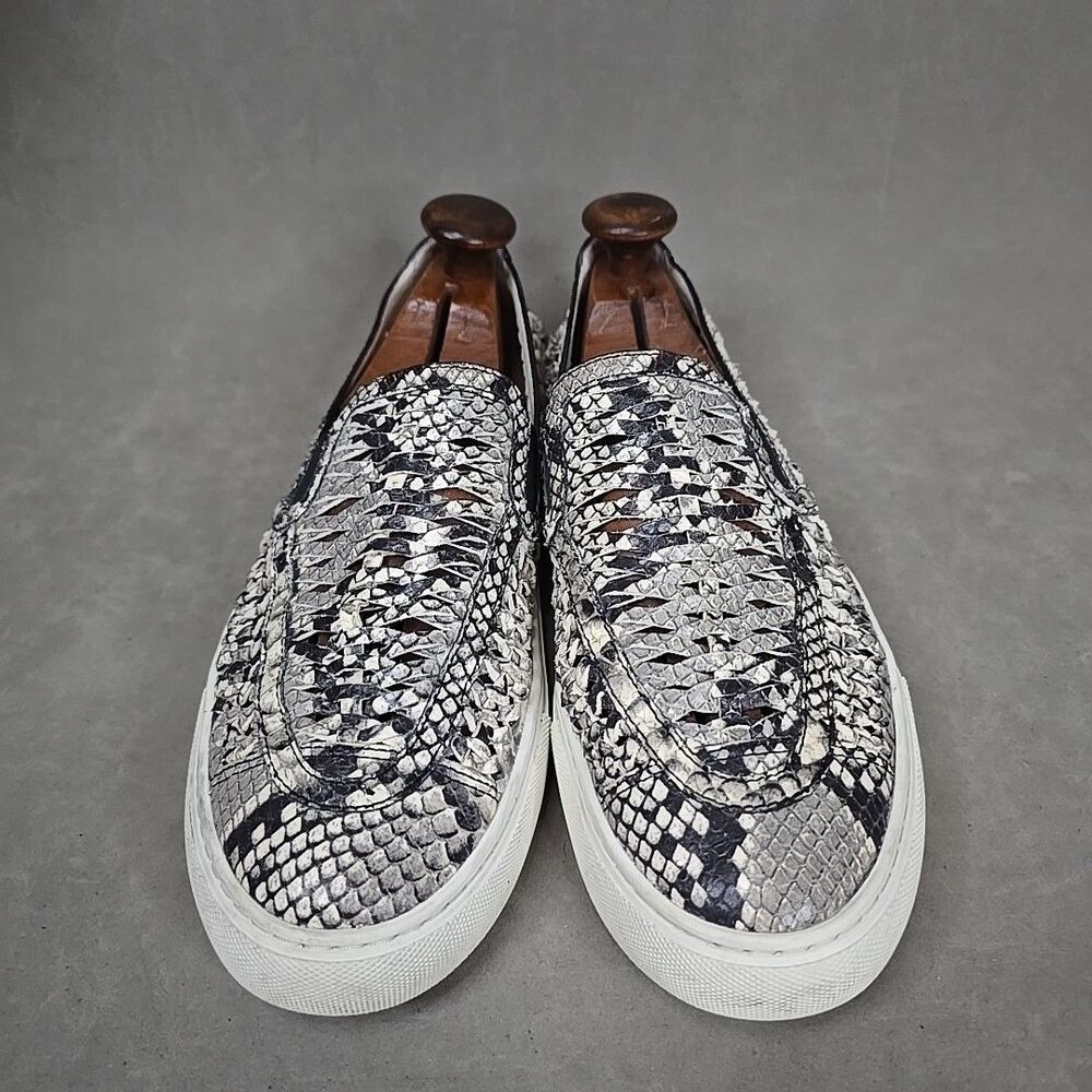 Tory Burch Womens Shoes Sz 10.5 Huarache Weave Snakeskin Leather Slip On Sneaker - Picture 2 of 11